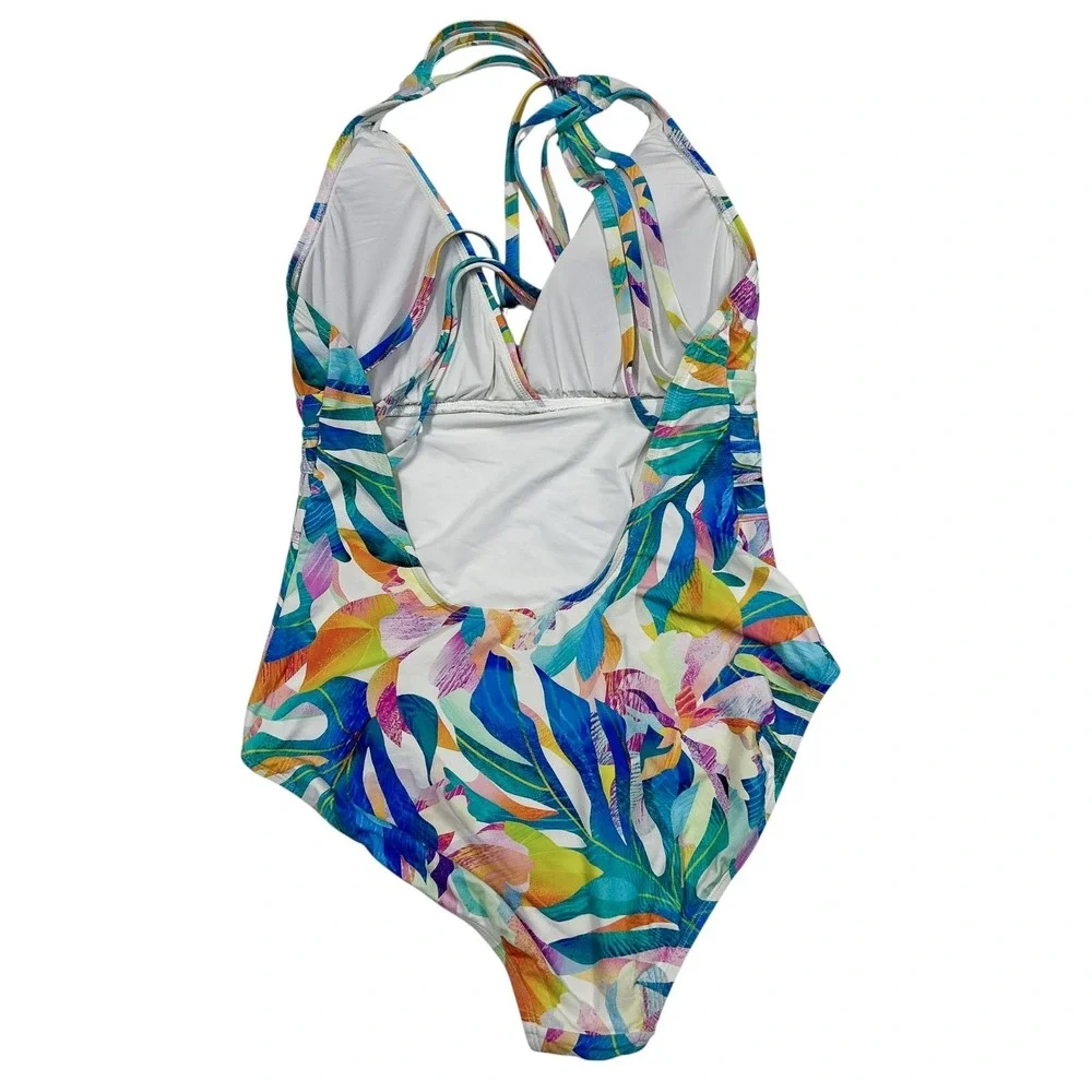 La Blanca Swimsuit Size 16 Wild Tropic Cross Back Tummy Control One Piece Floral
